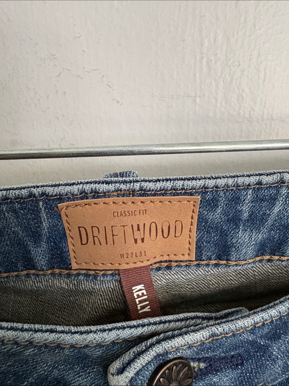 DRIFTWOOD Blue Denim Flare Jeans with Pink & Green Floral Embroidery - Picture 2 of 4